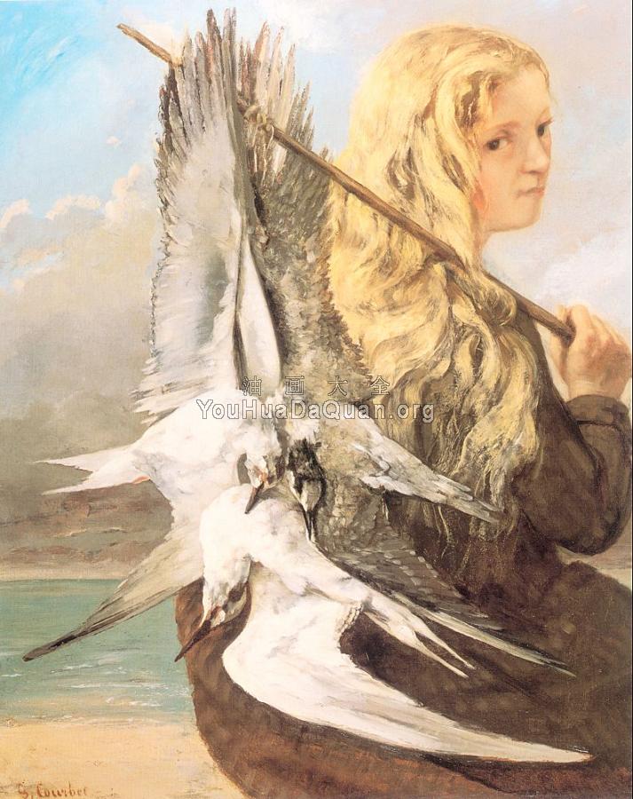 The Girl with the Seagulls, Trouville - 古斯塔夫·库尔贝